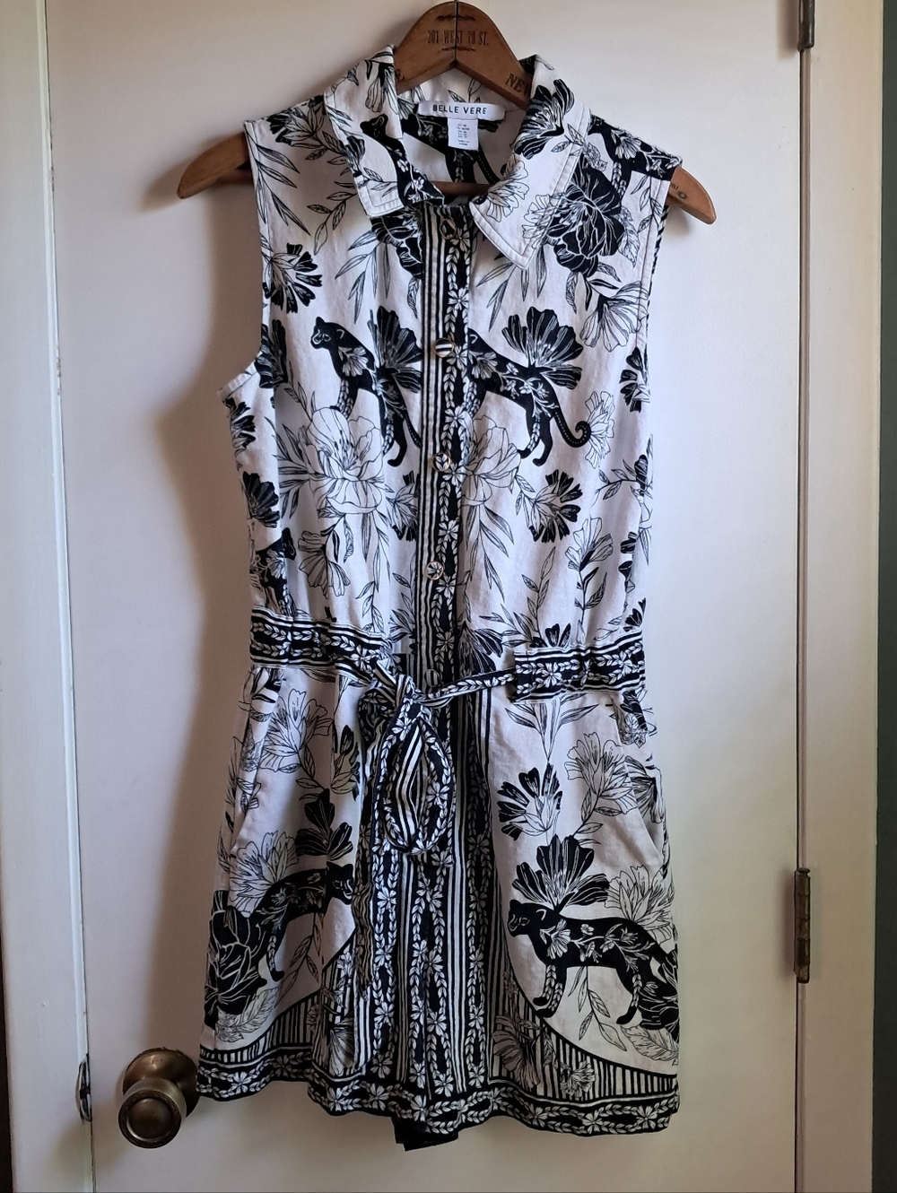Belle Vere Sleeveless Black & White Floral Romper